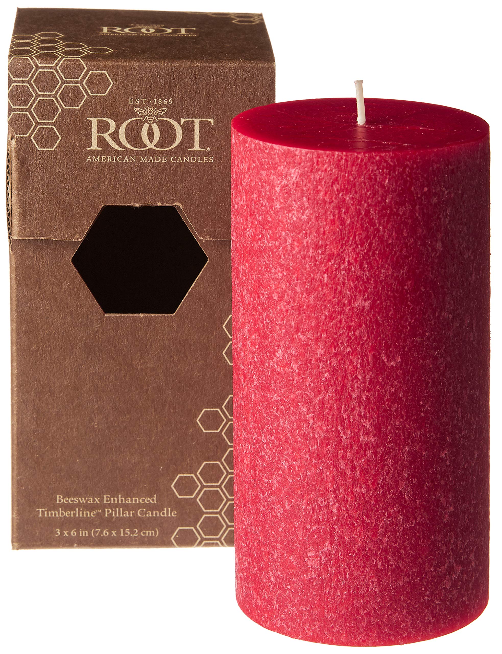 Root Candles Unscented Timberline Pillar Candle , 3 x 6-Inches, Red