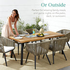 Best Choice Products 6-Person Indoor Outdoor Acacia Wood Dining Table, Picnic Table W/Powder-Coated Steel, 350 Pound Capacity Legs - Natural