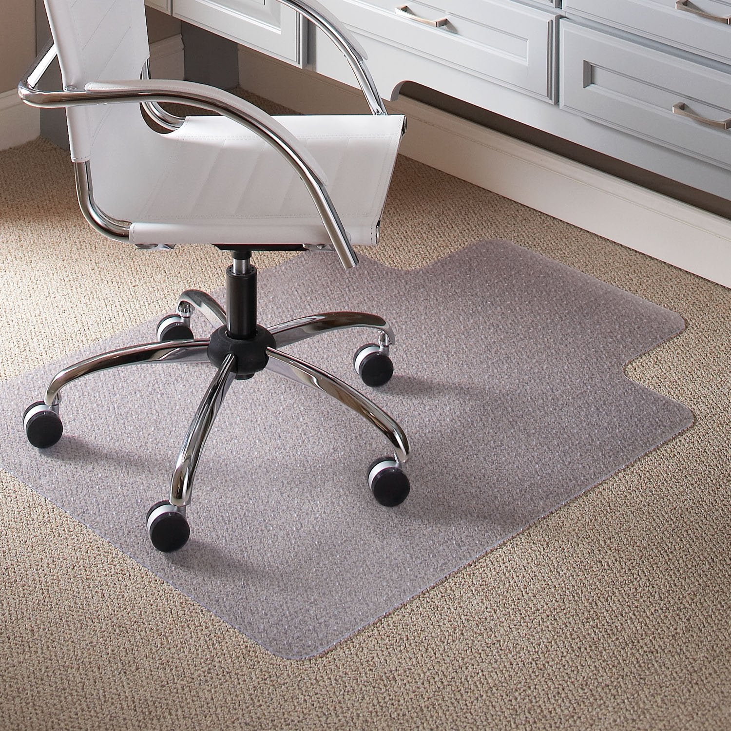 Carpet Chair Mats For Low Pile, 45-Inch By 53-Inch With Lip, Clear Vinyl