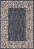 Unique Loom Outdoor Border Collection Area Rug - Floral Border (4' 1' X 6' 1' Rectangle, Charcoal Gray/ Beige)