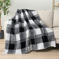 Pavilia Sherpa Throw Blanket For Couch Sofa, White Black Fluffy Warm Plush Blanket For Twin Bed, Cozy Super Soft Lightweight Thr