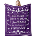 Quwogy Gifts For Women, Mom, Her - Purple Retirement Anniversary Birthday Blanket 60'X50' - Sometimes You Forget You Are Aweso