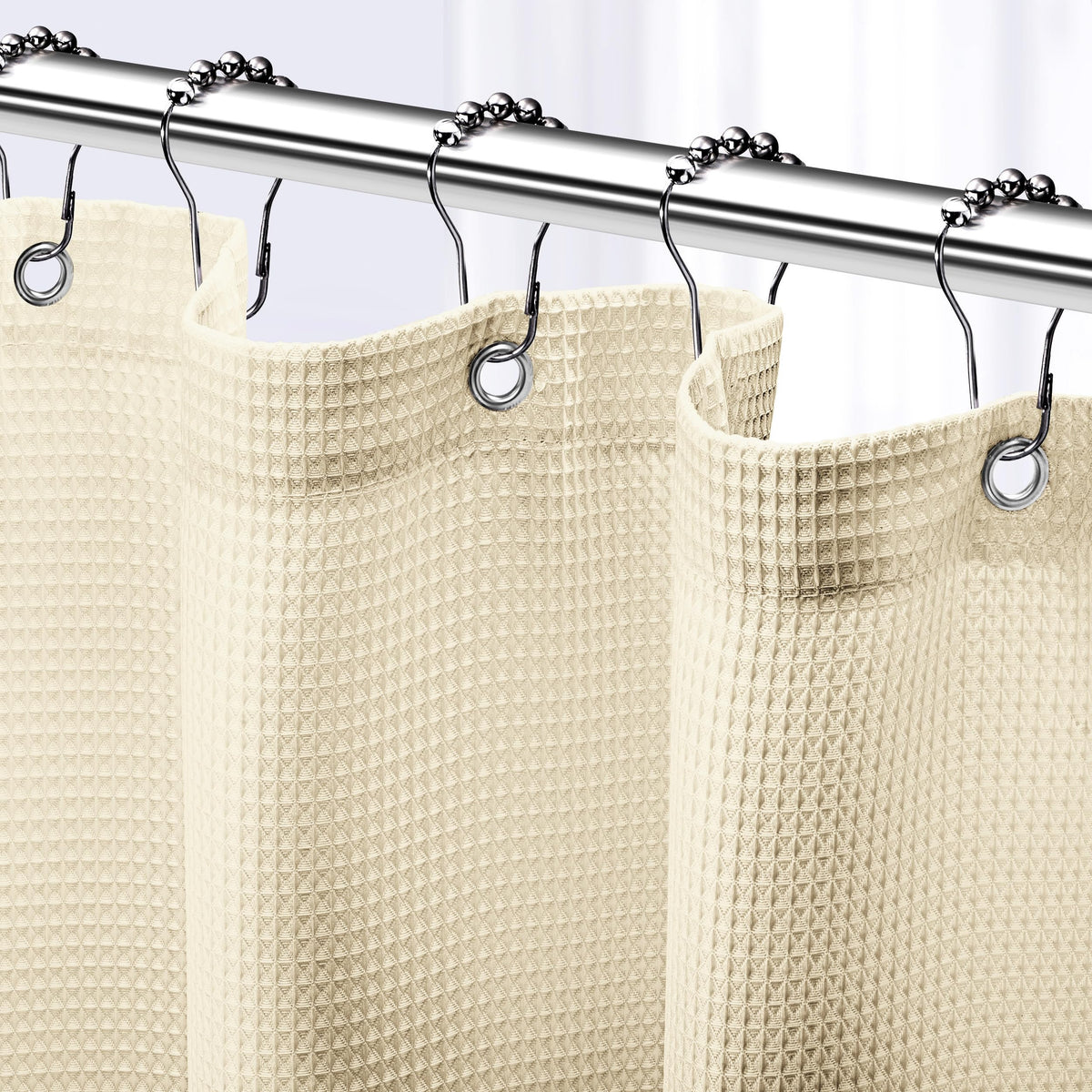 Neaterize Stall Shower Curtain Cream - Hotel Style Cream Shower Curtains For Bathroom With Waffle Design, 36X72 Inches - Fabric