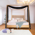 Linentalks Black Canopy Bed Curtains For Queen & Full Bed, Bed Canopy Scarf, Sheer Scarf Valance Canopy Bed Drapes, Four Post Be