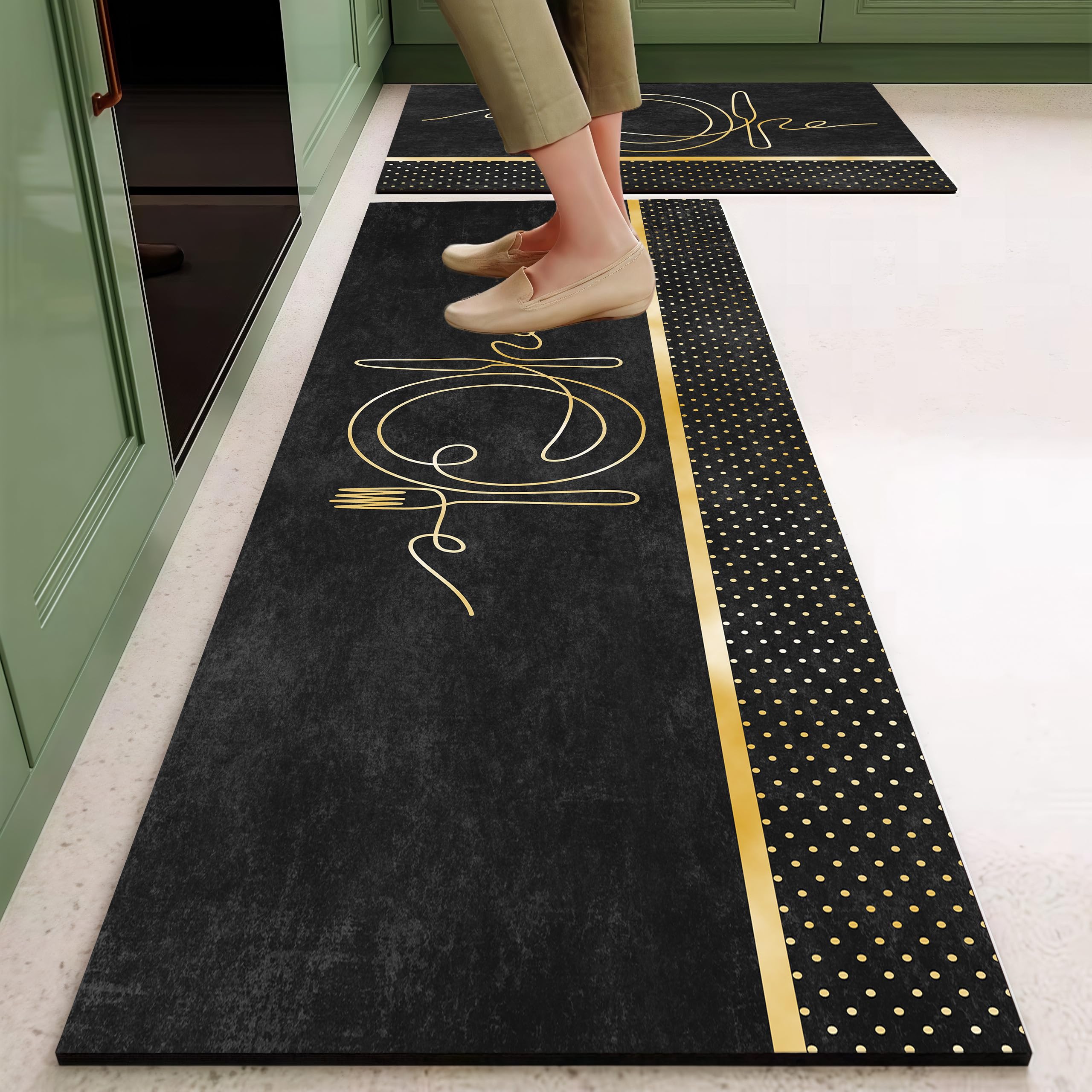 CBEX NonSlip Kitchen Floor Mats, Water Absorbent, Rugs,Standing Rubber Mats for Kitchen, Office, Sink and Laundry Room, Geometr