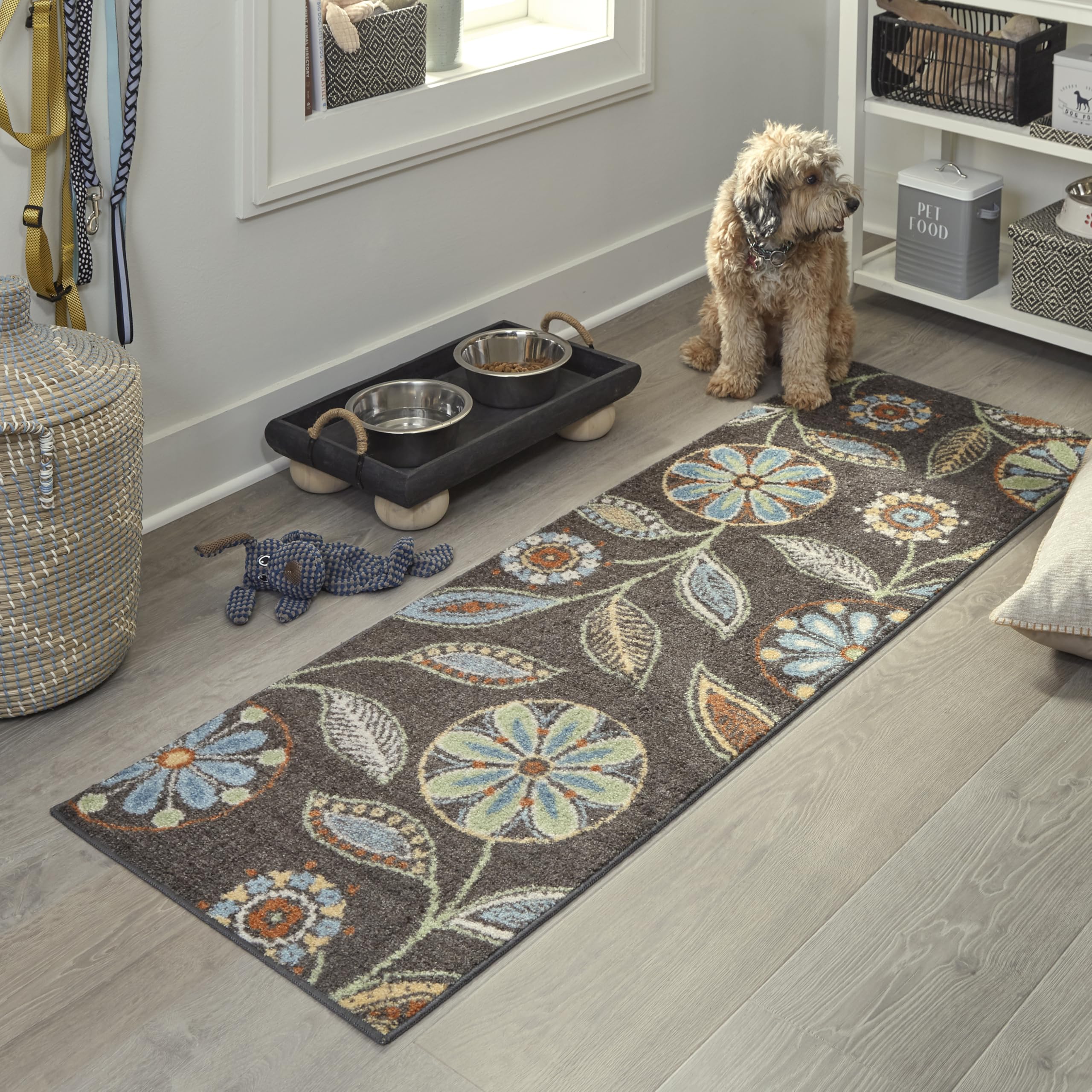 Maples Rugs Reggie Floral Runner Rug Non Slip Hallway Entry Carpet [Made in USA], Multi, 2 x 6
