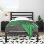 Zinus Mia Metal Platform Bed Frame with Headboard, Wood Slat Support, Twin, Black