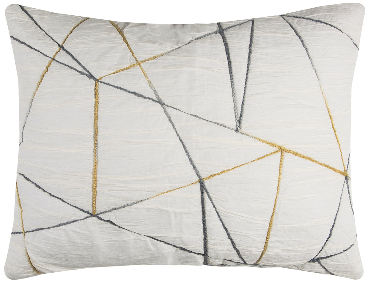 Rizzy Home | BQ4189 | Standard Sham | 20"x26" White/Gray/Yellow Abstract