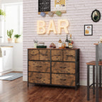 Wlive Dresser For Bedroom With 8 Drawers, Wide Fabric Dresser For Storage And Organization, Bedroom Dresser, Chest Of Drawers For Living Room, Closet, Entryway, Rustic Brown Wood Grain Print