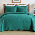 MarCielo 3-Piece 100% Cotton Oversized Bedspread Lightweight Quilt Coverlet Embroidery Farmhouse Bedding Set (TC Emerald, Queen 