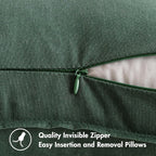 Miulee Pack Of 2 Dark Green Pillow Covers 24X24 Inch Decorative Couch Throw Pillow Covers Linen Cushion Covers Set Modern Farmhouse Home Decor For Sofa Living Room Bed