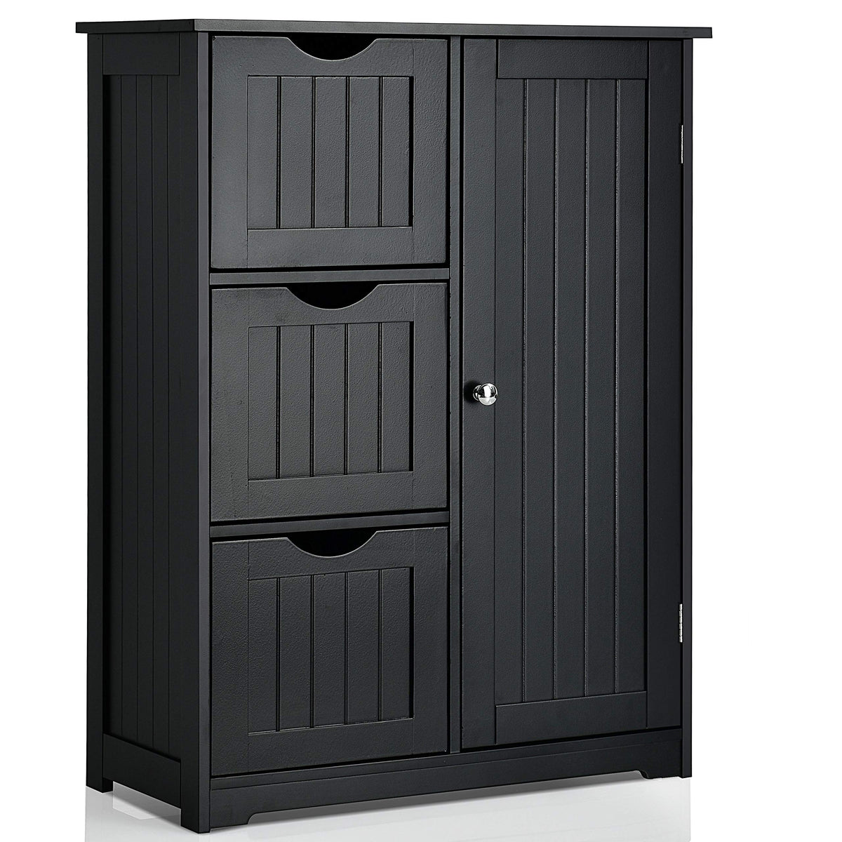 Giantex Bathroom Floor Cabinet, Wooden Storage Cabinet With 1 Door & 3 Drawer, Free Standing Entryway Cupboard, Space Saver Cabinet
