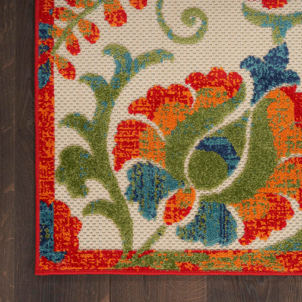 Nourison Aloha Indoor/Outdoor Red Multicolor 9' X 12' Area Rug, Easy Cleaning, Non Shedding, Bed Room, Living Room, Dining Room, Backyard, Deck, Patio (9X12)