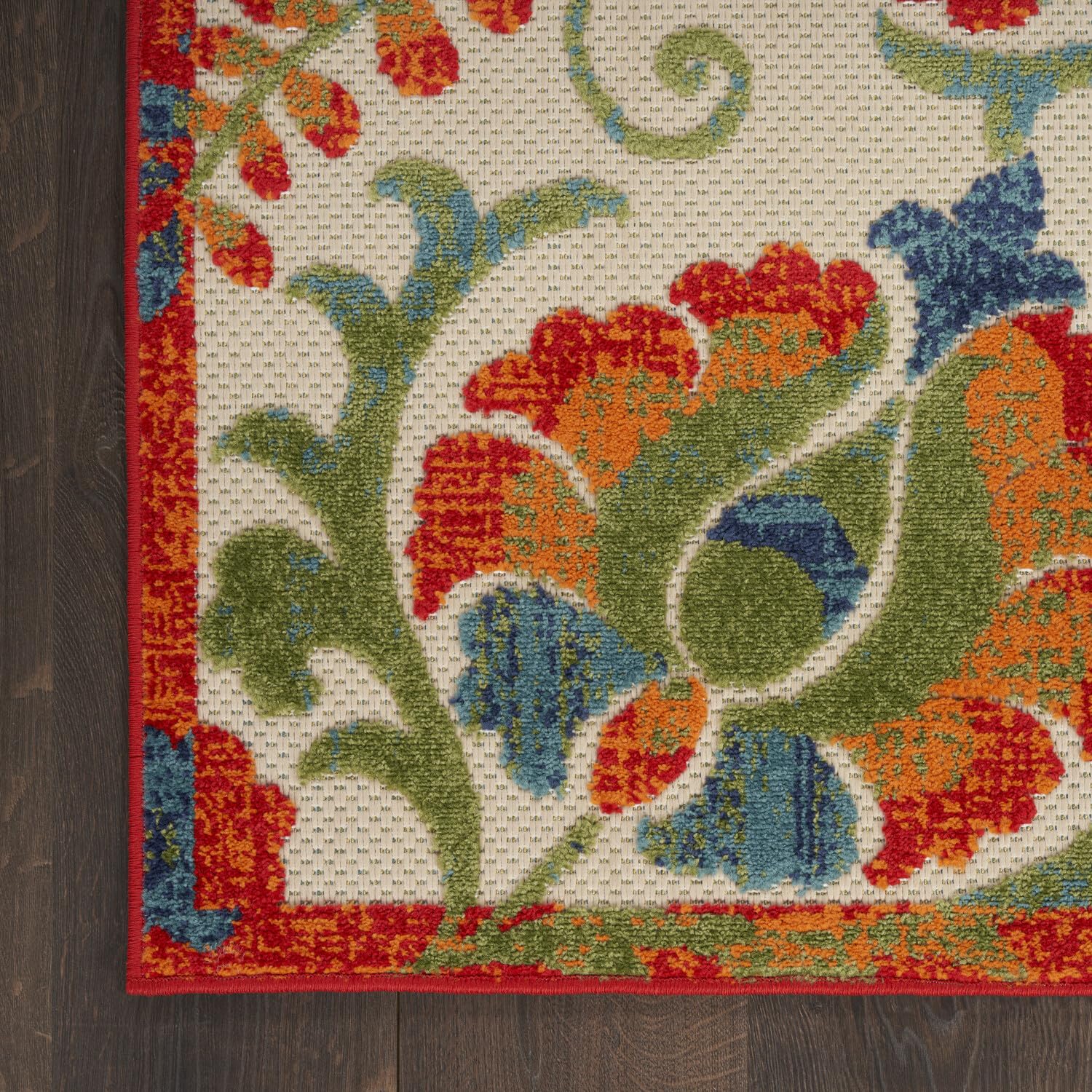 Nourison Aloha Indoor/Outdoor Red Multicolor 9' X 12' Area Rug, Easy Cleaning, Non Shedding, Bed Room, Living Room, Dining Room, Backyard, Deck, Patio (9X12)