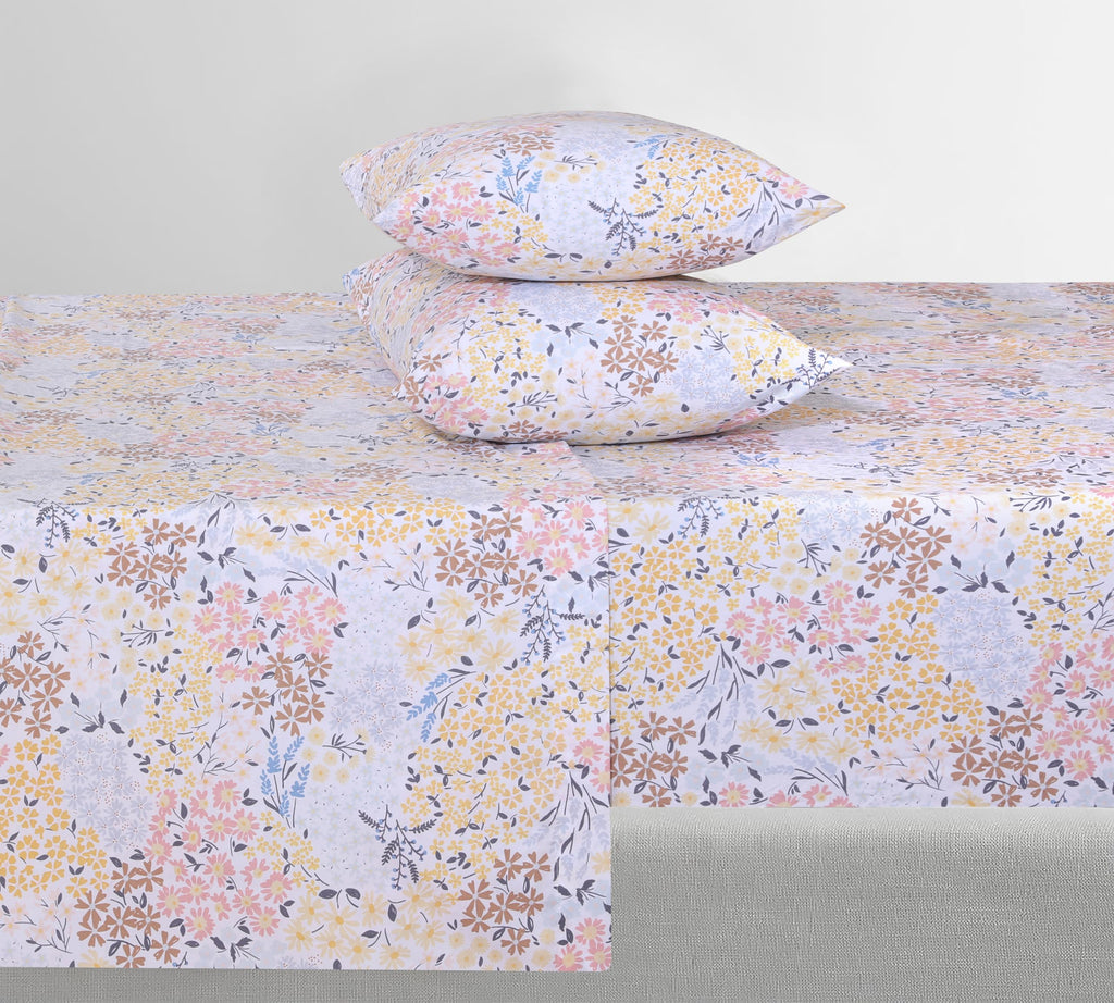 Feather & Stitch Softest 100% Cotton Sheets, 300 Thread Count Percale Weave Bedding, 16' Deep Pocket, Cooling Sheets, Breathable Bed Set, Hotel Premium Quality (- Full, Victorian Floral