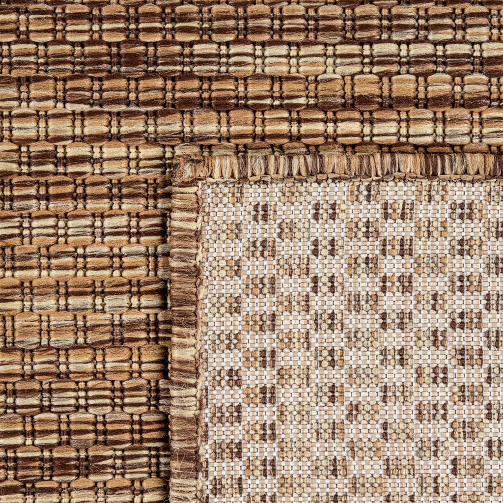 Solid Outdoor Rug For Patio Or Balcony Weatherproof In Mottled Brown Beige, Size: 2' X 3'3'