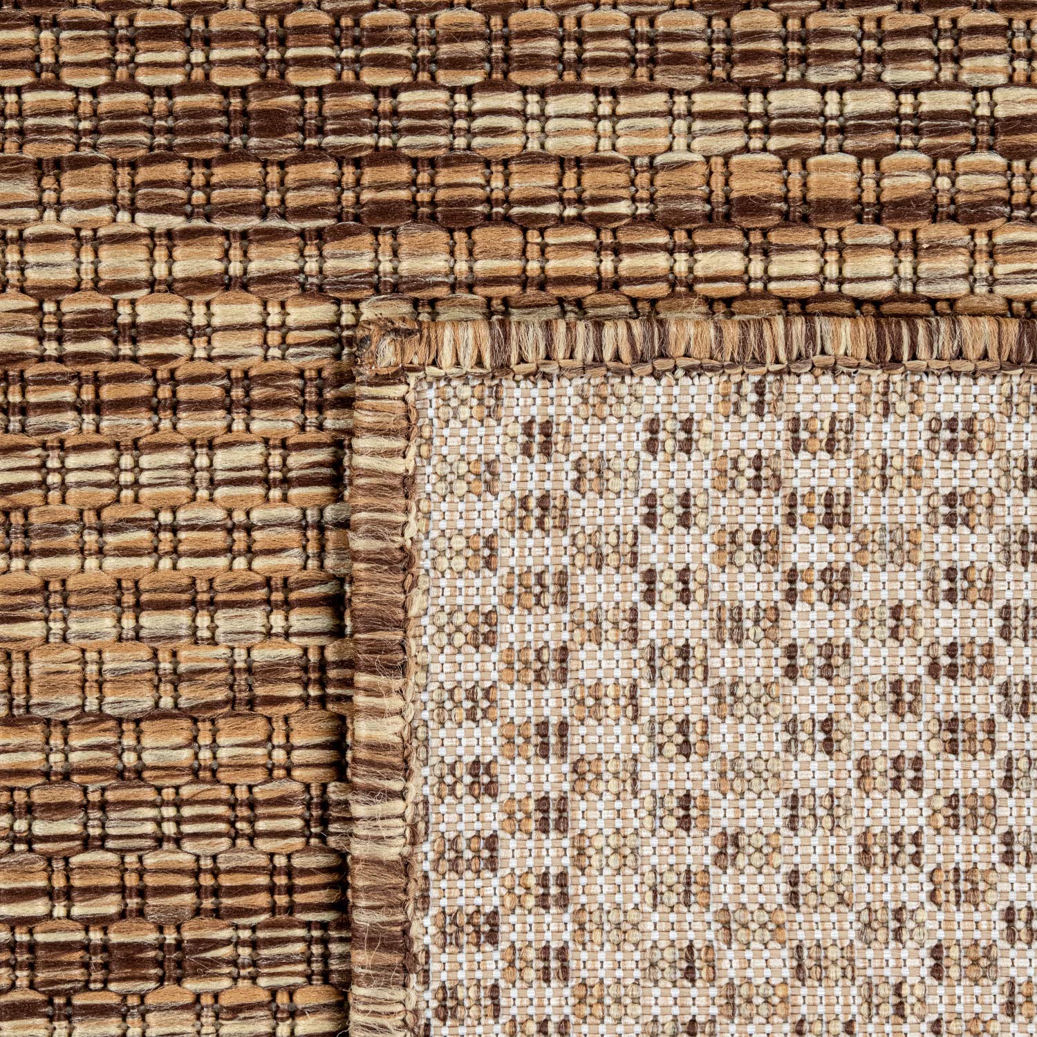 Solid Outdoor Rug For Patio Or Balcony Weatherproof In Mottled Brown Beige, Size: 2' X 3'3'