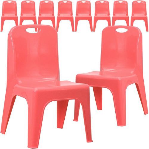 10 Pk. Red Plastic Stackable School Chair with Carrying Handle