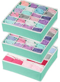 Simple Houseware Closet Drawer Organizer for Clothes, Socks and Underware, 3 Pack, Turquoise