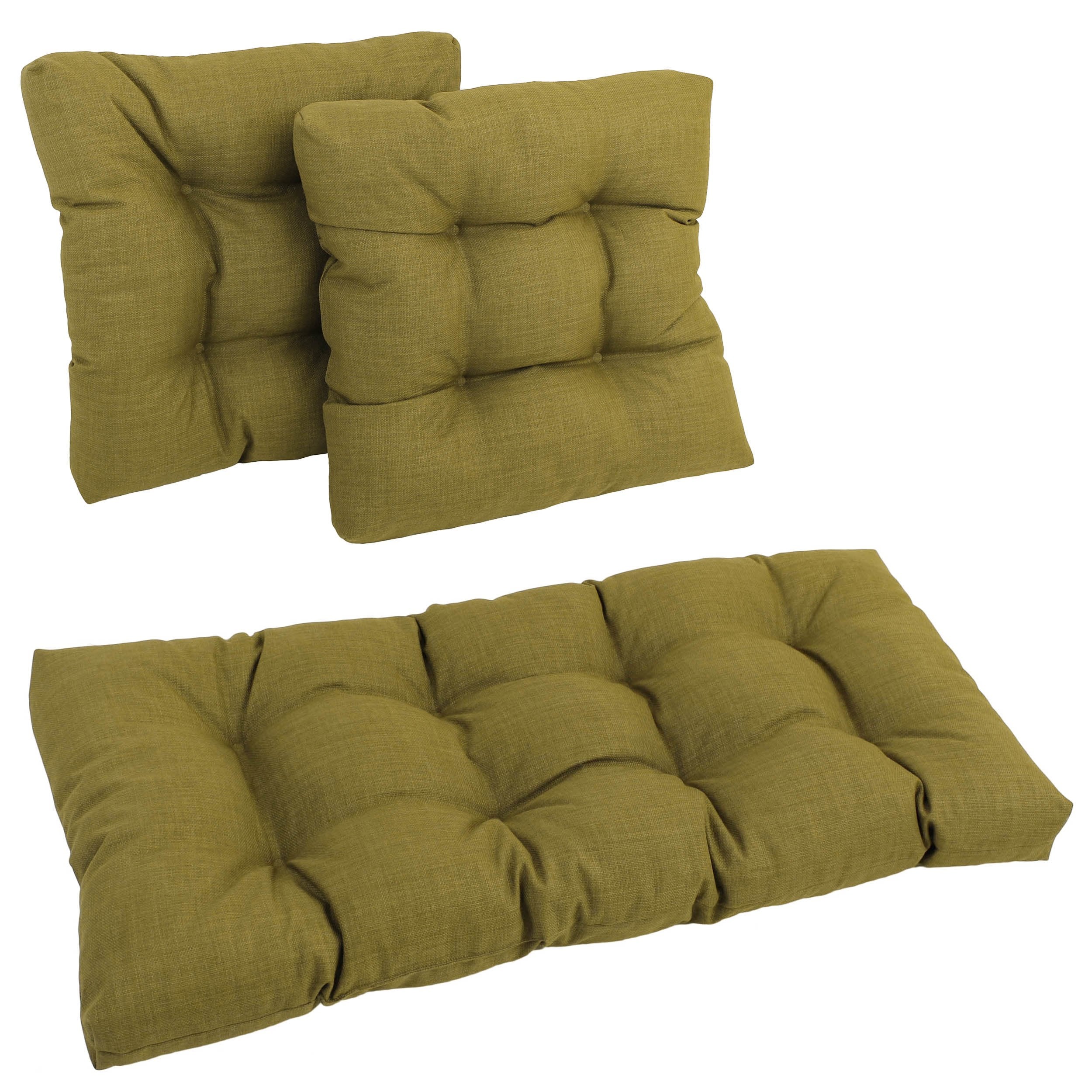 Blazing Needles Indoor/Outdoor Tufted Settee Cushion Set, Avocado 3 Count