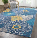 Nourison Passion Blue 67 x 96 Area--Rug, Floral, Farmhouse, Easy--Cleaning, Non Shedding, Bed Room, Living Room, Dining Ro