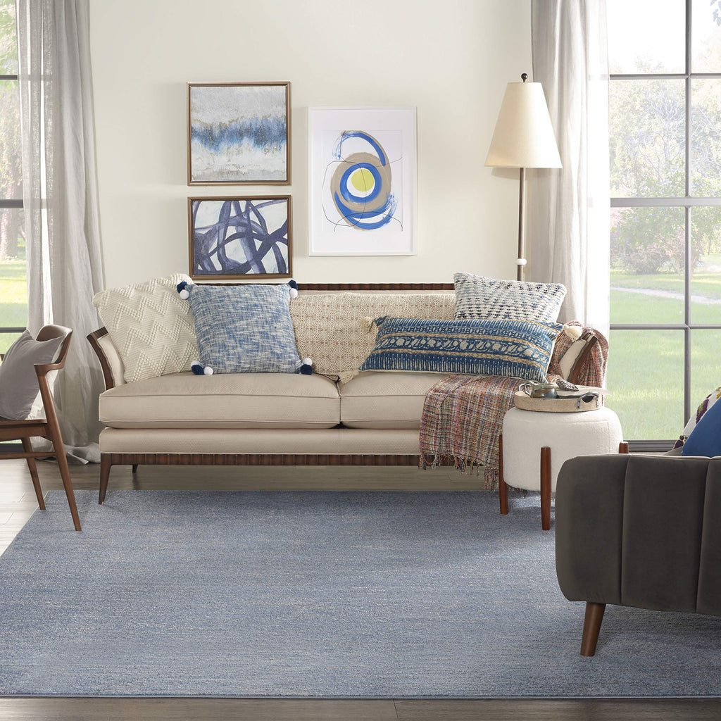 Nourison Essentials Indoor/Outdoor Blue/Grey 8' X 10' Area Rug, Easy -Cleaning, Non Shedding, Bed Room, Living Room, Dining Room, Backyard, Deck, Patio (8X10)