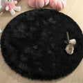 KIXINWA Black Round Rug, 4X4 Feet Fluffy Circle Area Rug for Kids Room Bedroom Living Room Home Decor, Super Soft Cute Non Slip 