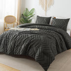 Litanika Dark Grey Full Comforter Sets, Lightweight Fluffy Bedding Comforter Sets For Bed, 3 Pieces Down Alternative Comforter B