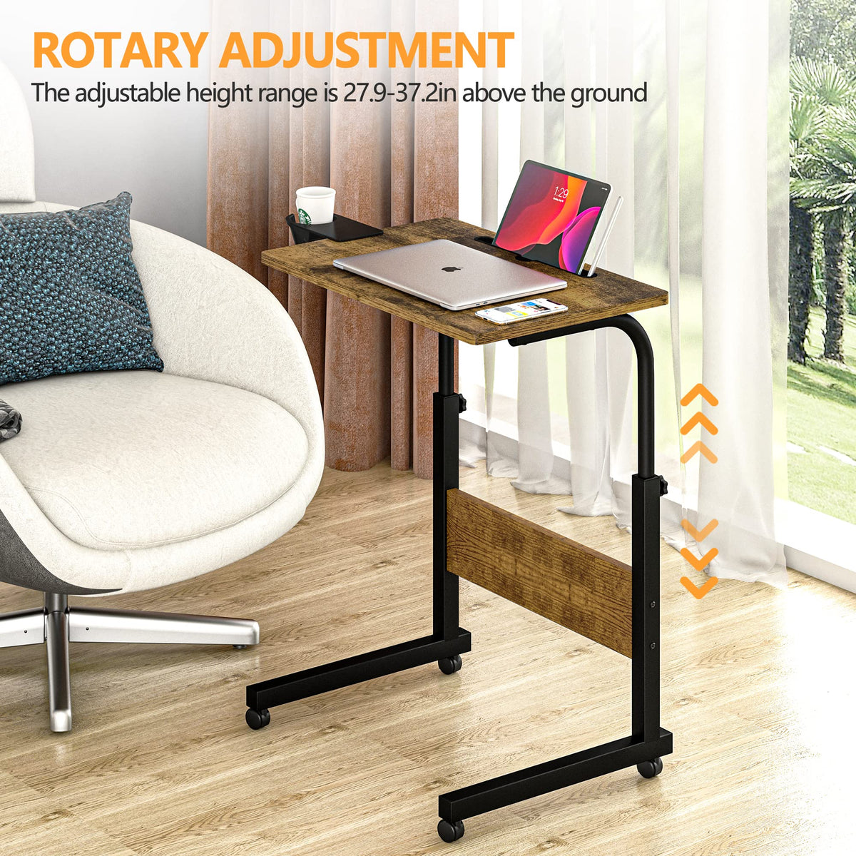 Klvied Adjustable Height Standing Desk Walnut Wood 23.6" x 15.7" LE-MLD-L-WT