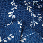 Exclusivo Mezcla Microfiber Flower Pattern Quilted Throw Blanket For Bed/Couch/Sofa, Soft And Lightweight (50''X 60'', Navy Blue