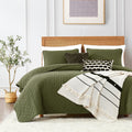 Roaringwild Green Twin Size Quilt Bedding Sets With Pillow Sham, Olive Lightweight Soft Bedspread Coverlet, Sage Quilted Blanket
