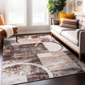 Rugshop Contemporary Abstract Circle Design Soft Area Rug 6' 6'' X 9' Brown