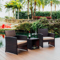 Nestl Wicker Outdoor Furniture Set - 3 Piece Patio Bistro Set (Brown/Beige)