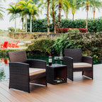 Nestl Wicker Outdoor Furniture Set - 3 Piece Patio Bistro Set (Brown/Beige)