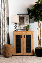 Coaster Furniture Metal Mesh Door Accent Cabinet Golden Oak and Gunmetal 951107