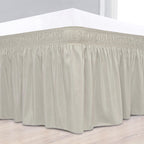 Biscaynebay Wrap Around Bed Skirts For King & Cal King Beds 16' Drop, Camel Grey Adjustable Elastic Dust Ruffles Easy Fit Wrinkle Resistant Silky Luxurious Fabric Machine Washable