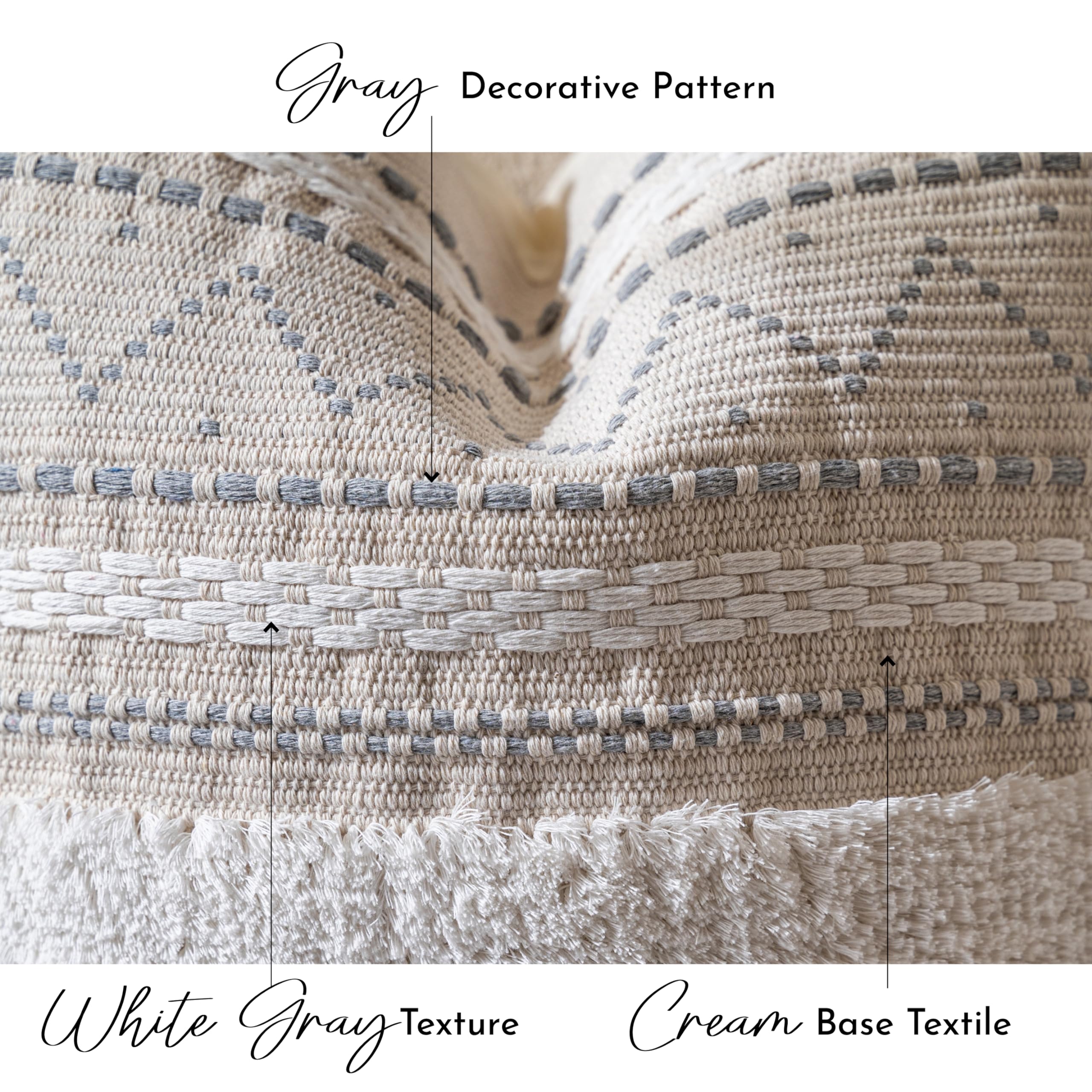 Blissblush Gray Decorative Throw Pillow Cover 20X20 Combo Set Of 2 Square Boho Neutral Grey Accent Pillowcase Tassels Farmhouse