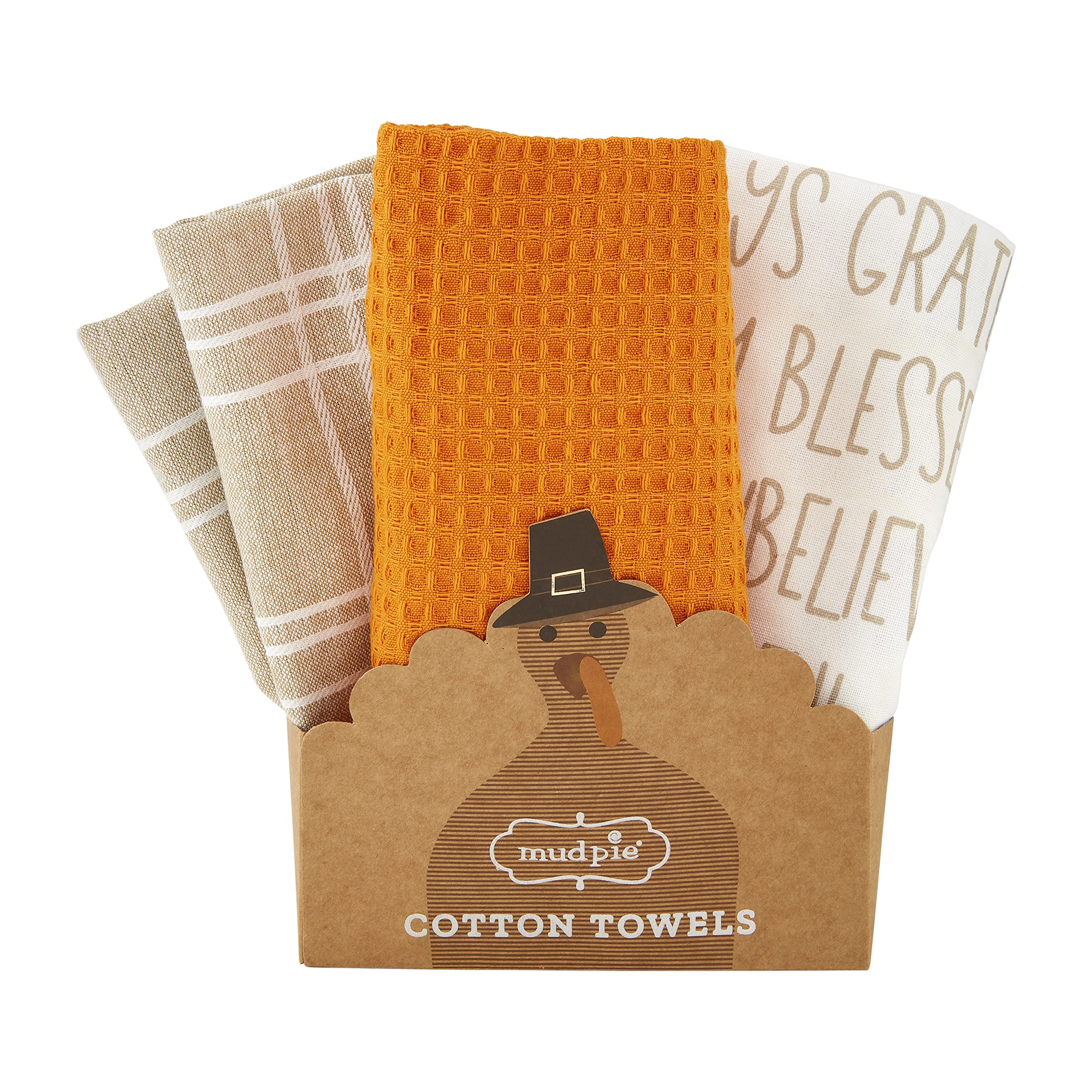Mud Pie Fall Set of 3 Towels, Always Thankful, 26 x 16.5