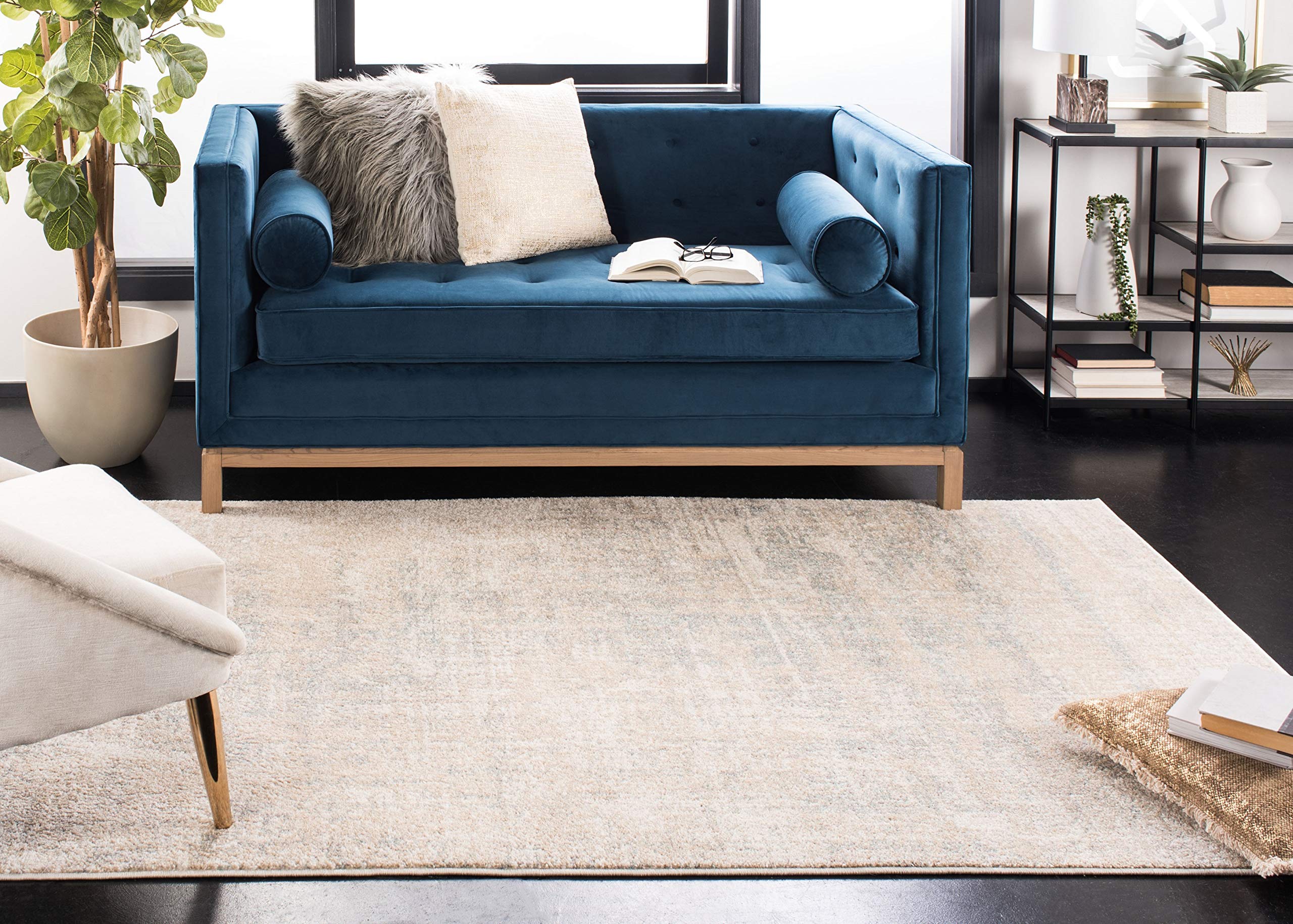 Safavieh Adirondack Collection X-Large Area Rug - 11' X 15', Beige & Slate, Modern Abstract Design, Non-Shedding & Easy Care, Id