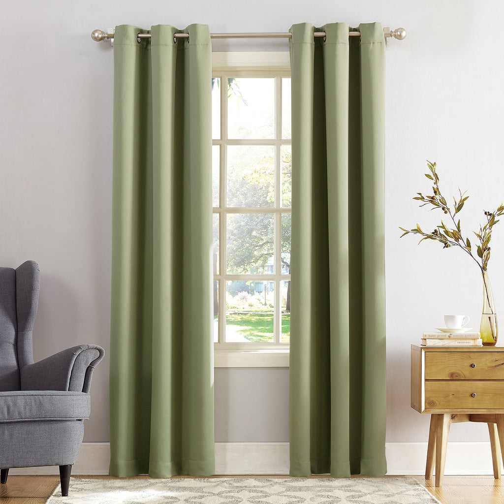 Sun Zero Easton Energy Saving Blackout Grommet Curtain Panel, 40' X 95', Sage Green