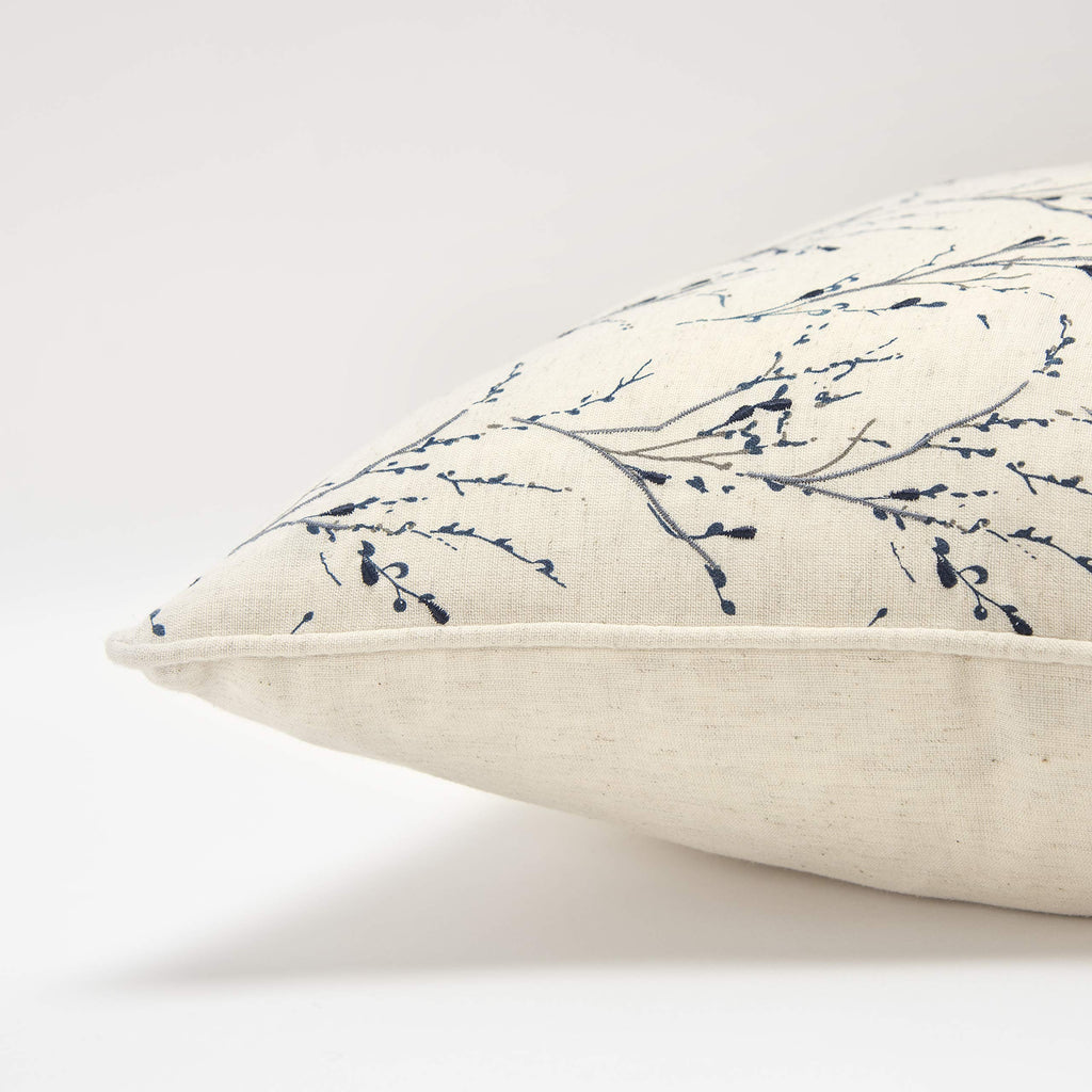 Rizzy Home Floral 20" x 20" Down Filled Pillow with Blue Cotton Cover