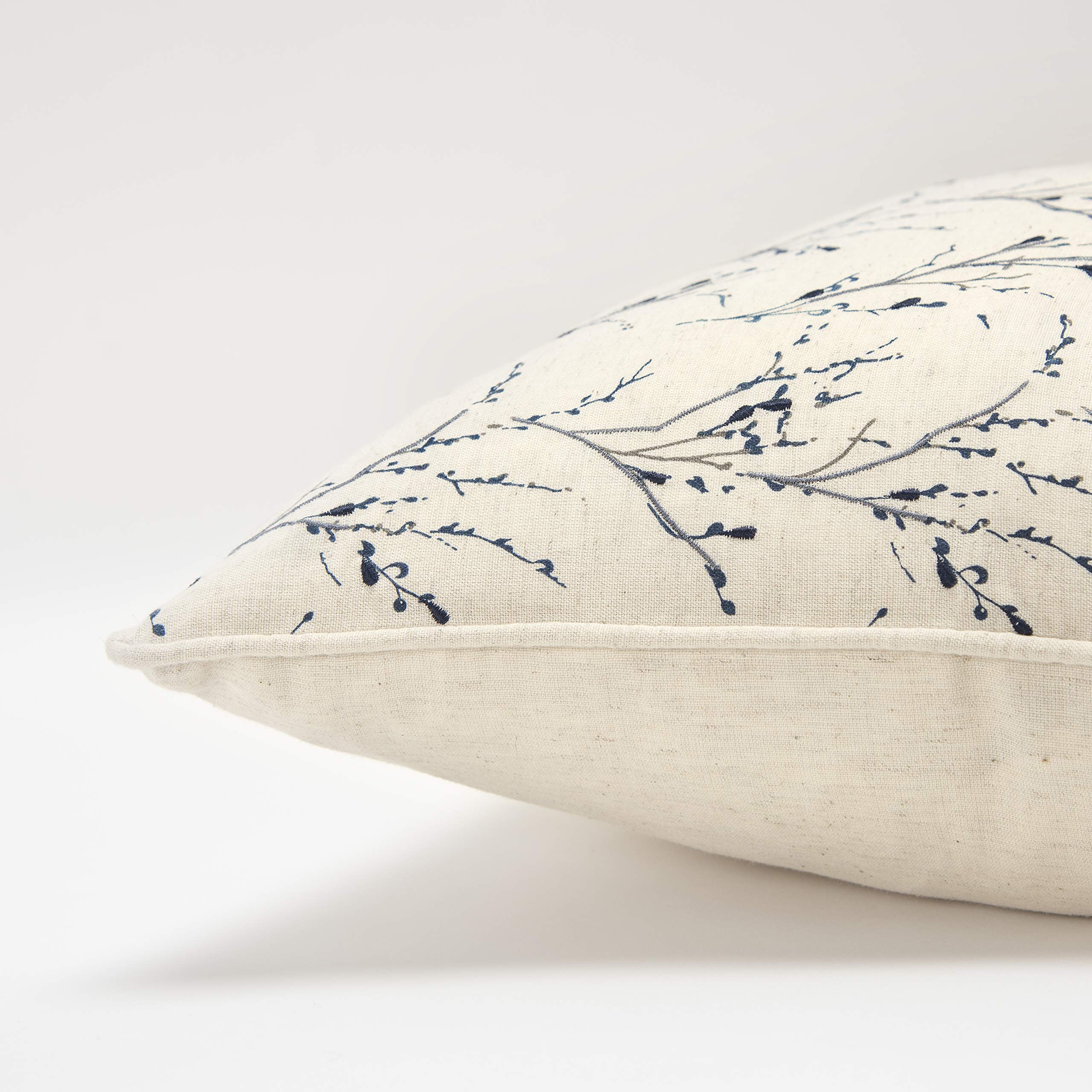 Rizzy Home Floral 20" x 20" Down Filled Pillow with Blue Cotton Cover