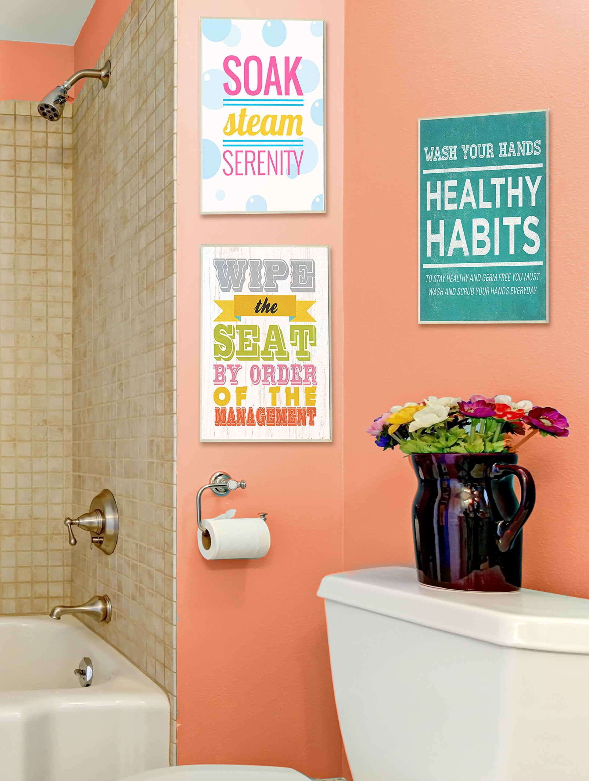 Stupell Home D  Cor Soak Steam Serenity Bathroom Wall Plaque, 10 X 0.5 X 15, Proudly Made In Usa