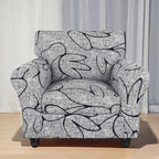 Searchi Stretch Sofa Cover Printed Couch Covers, Floral Pattern 2 Piece Armchair Slipcover With Separate Chair Cushion Cover, Washable Furniture Protector For Living Room(Armchair, Grey Lotus+White)