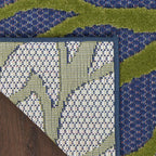 Nourison Aloha Indoor/Outdoor Modern Navy Multicolor 2'3' X 8' Area Rug, Easy Cleaning, Non Shedding, Bed Room, Living Room, Dining Room, Backyard, Deck, Patio (2X8)