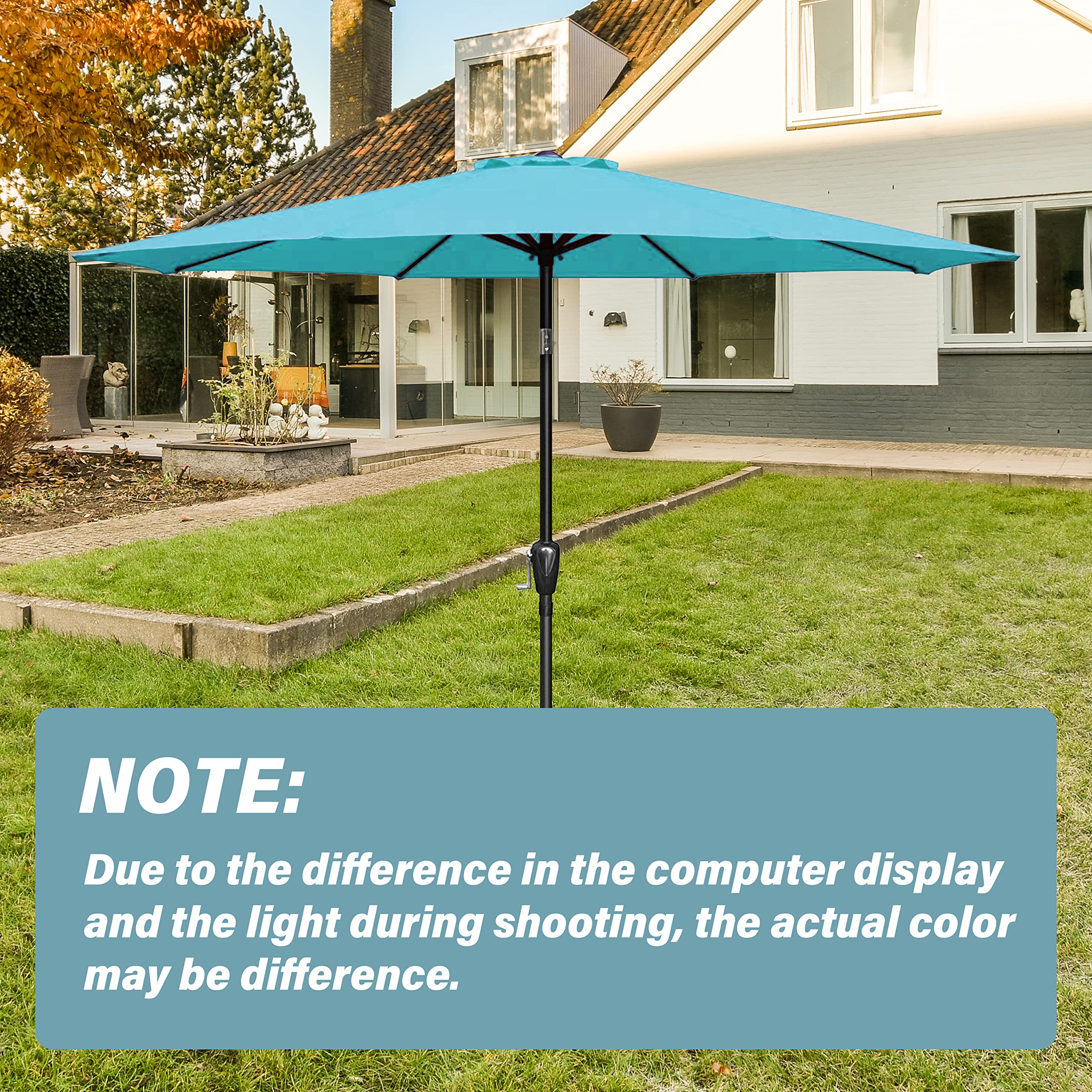 Simple Deluxe 9ft Turquoise Patio Umbrella Replacement Canopy Top Cover with 8 Ribs - Fits 9 ft Umbrellas