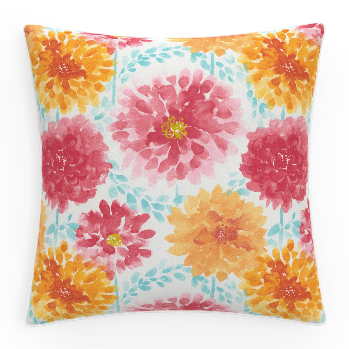 Pillow Perfect Bright Floral Throw Pillow, Floor - 25' X 25', Pink Gardenia Bloom