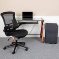 Flash Furniture Work From Home Kit - Glass Desk With Keyboard Tray, Ergonomic Mesh Office Chair And Filing Cabinet With Lock & Side Handles