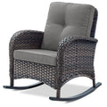 Belord Patio Rocking Chair Wicker Chair, 1 Piece Outdoor Rocking Chair Seating With Cushions For Porch Deck Balcony, Brown/Gray