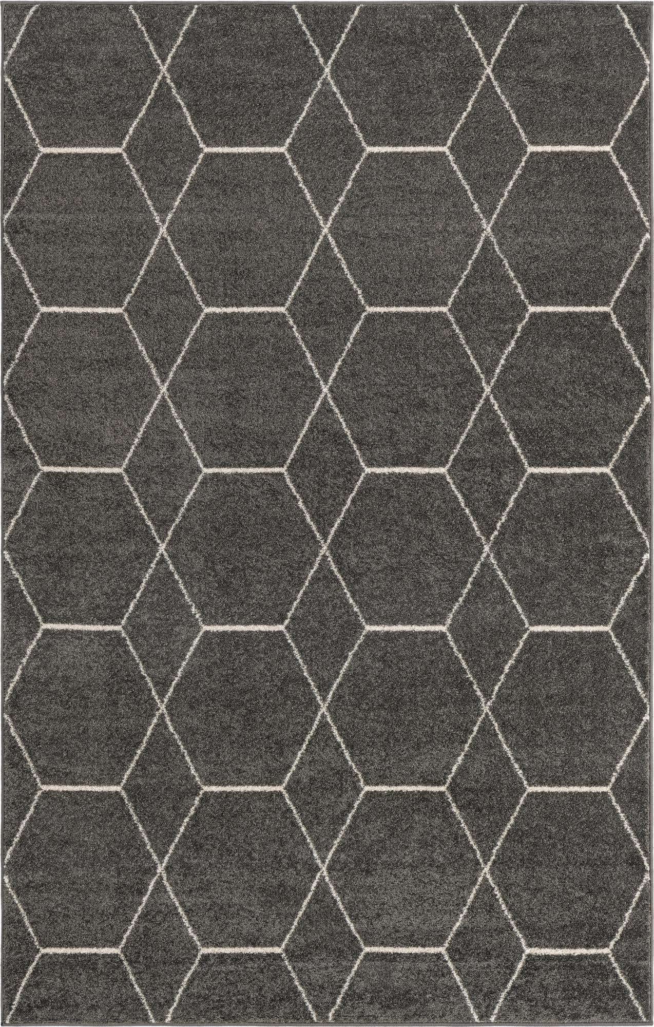 Unique Loom Trellis Frieze Collection Area Rug - Geometric (5 1 x 8, Dark Gray/ Ivory)